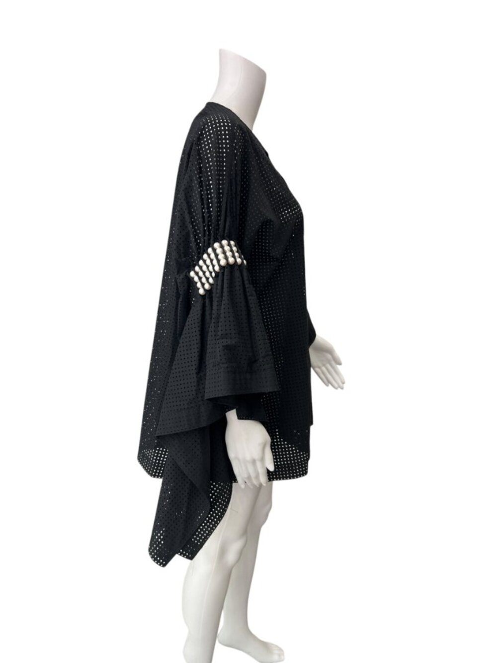 $1936 Junya Watanabe Black Perforated Faux Pearl Embellished Shirt size Medium - Picture 6 of 11
